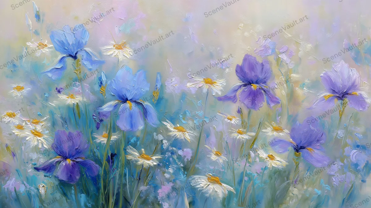 Violet and Cream in a Floral Meadow — Poster