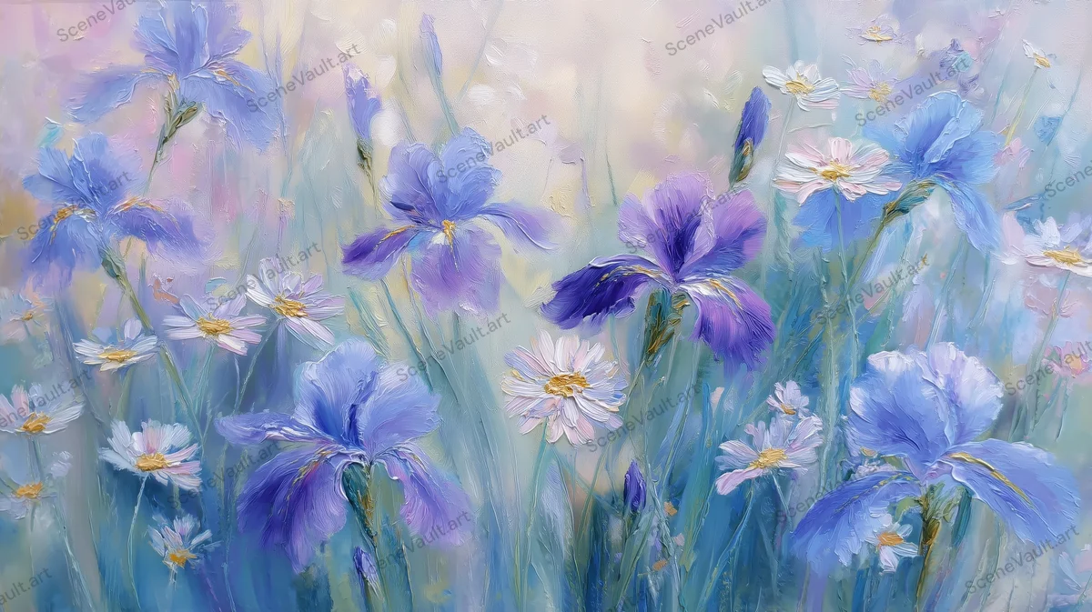Blue Petals and Airy Daisies — Poster