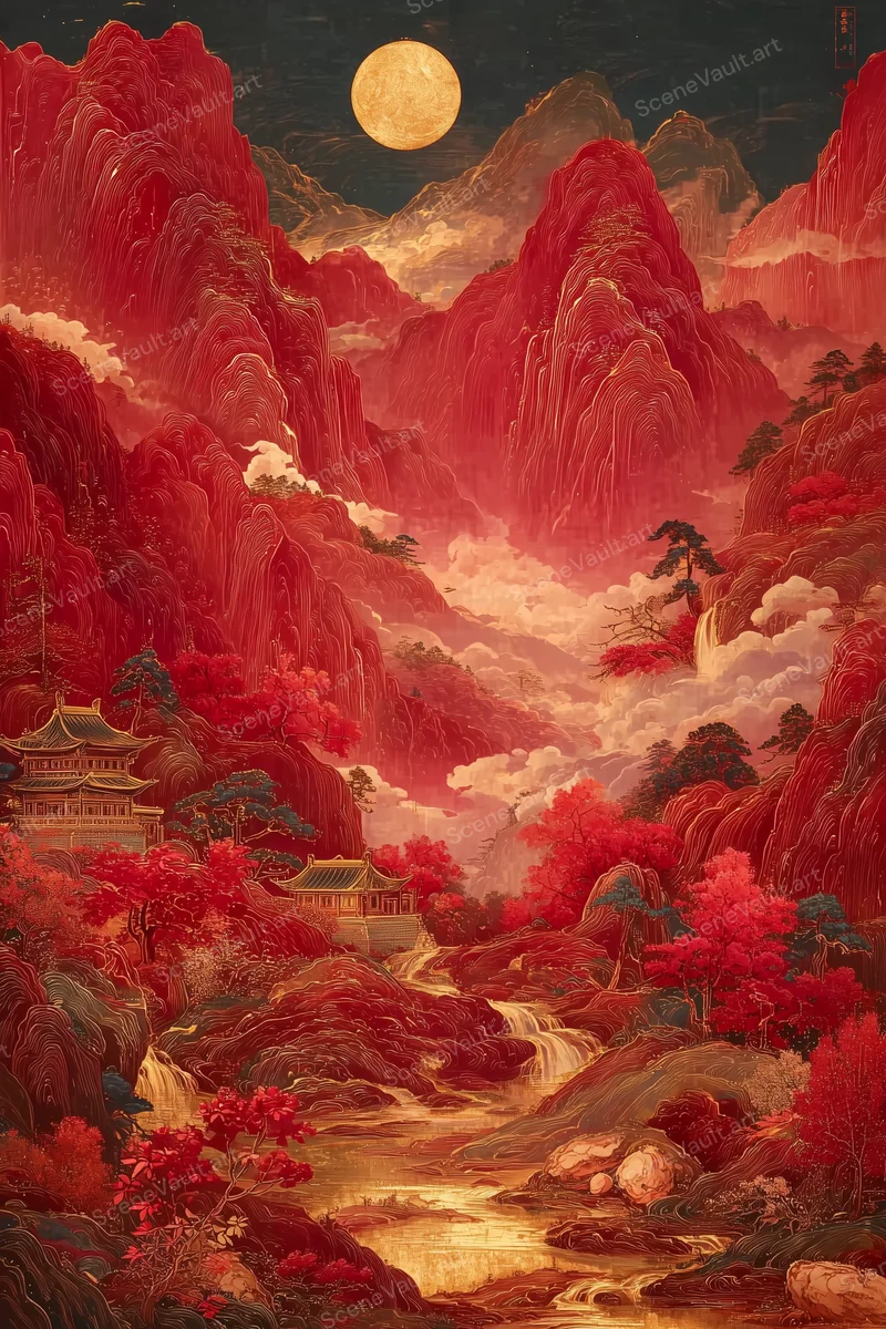 Vermilion Peaks amid Flowing Clouds — Poster