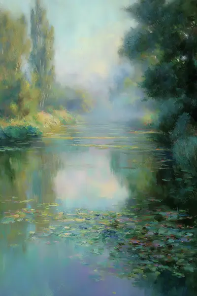 A Woodland Waterway in Mist