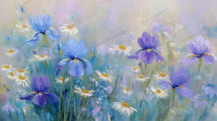 Violet and Cream in a Floral Meadow