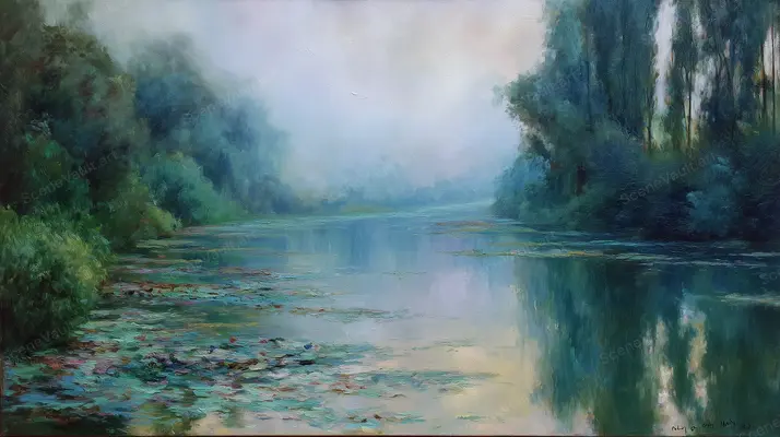 A Quiet Lake Veiled in Mist