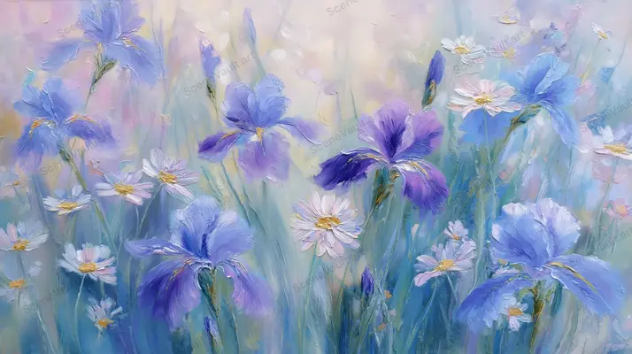 Blue Petals and Airy Daisies